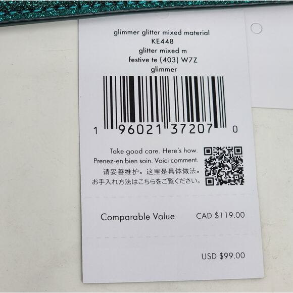 Kate Spade Wallet Credit Cardholder Teal Slim Glitter Box Gift 3 x 4 inches New - Picture 7 of 7